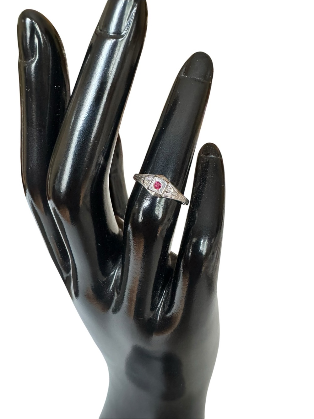Sterling Silver Ruby Accent Women's Ring - Pink Stone